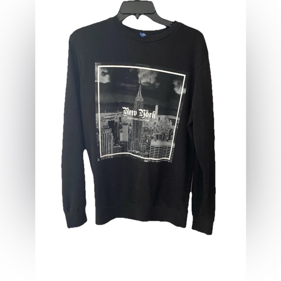 Retro New York Empire State Building Nighttime Daytime Skyline S Sweatshirt MINT - Picture 1 of 5